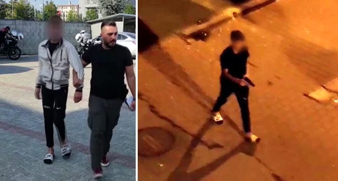16 yaşındaki çocuk elinde kurusıkı silahla sokakları dolaştı