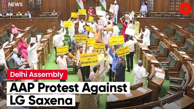 AAP MLAs Stage Protest Inside Assembly Against LG Saxena