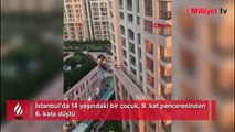 İstanbul'da korku dolu anlar! 9. kat penceresinden 6. kata düştü