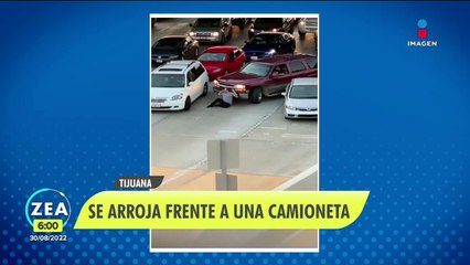 Hombre se arroja frente a camioneta para evitar que conductor se fugue