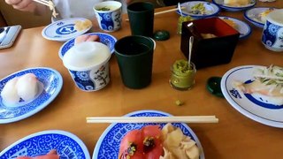 Kura sushi Japanese sushi train experience Japan complete order and pay without staff in 4k