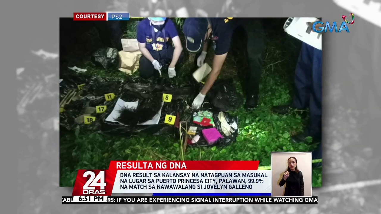 DNA result sa kalansay na natagpuan sa masukal na lugar sa Puerto Princesa City, Palawan, 99.9% na match sa nawawalang si Jovelyn Galleno | 24 Oras