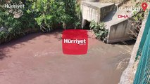 İstanbul'da Ayamama Deresi kırmızı renge büründü