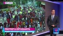 Estudiantes en Sri Lanka realizan protesta para exigir soluciones a la crisis económica