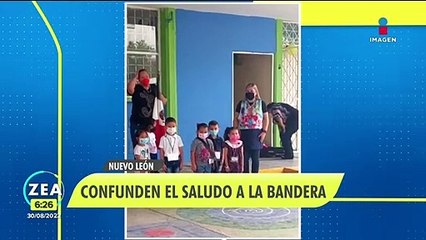 VIDEO: niños de preescolar confunden saludo a la bandera