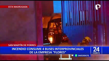 Download Video: Incendio de 4 buses dentro cochera habría sido provocado: policía encontró restos de bombas molotov