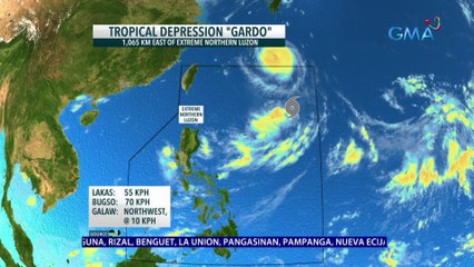 Télécharger la video: Bagyong Gardo napanatili ang lakas habang kumikilos pa-hilagang-kanluran East extreme Northern Luzon | 24 Oras News Alert