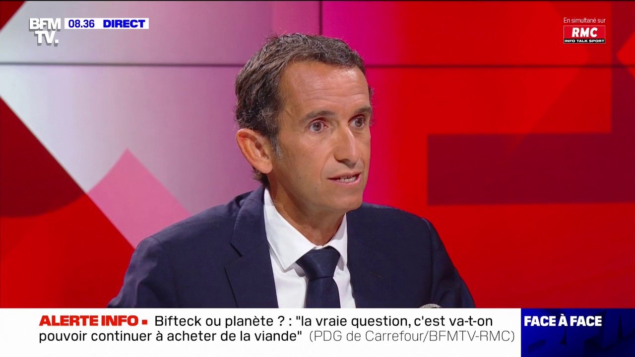 Alexandre Bompard, PDG de Carrefour, sur la sobriété énergétique: "On va baisser d'ici 2024 de 20% notre consommation d'énergie"