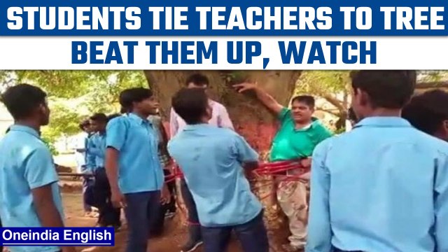 Jharkhand: Students tie teachers to tree, beat them up for giving lower grades | Oneindia news *News