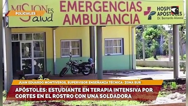 Apóstoles: estudiante en terapia intensiva por cortes en el rostro con una soldadora