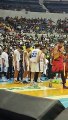 SMB players check on TNT vet Jayson Castro after he twisted his ankle mid third frame of Game 5