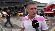 Bursa’da otobüs terminaline yıldırım düştü...Çatı çöktü, ağaçlar yıkıldı