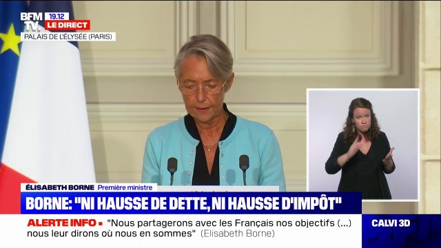 Ni hausse de dette, ni hausse d'impôt : Élisabeth Borne rappelle les engagements de l'exécutif