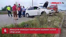 Kontrolden çıkan otomobil refüje çarptı: 1 yaralı