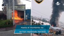 Explota tanque con productos químicos y provoca incendio en fábrica en Tultitlán