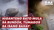 RESTRICTED Higanteng bato mula sa bundok, tumagos sa isang bahay | GMA News Feed