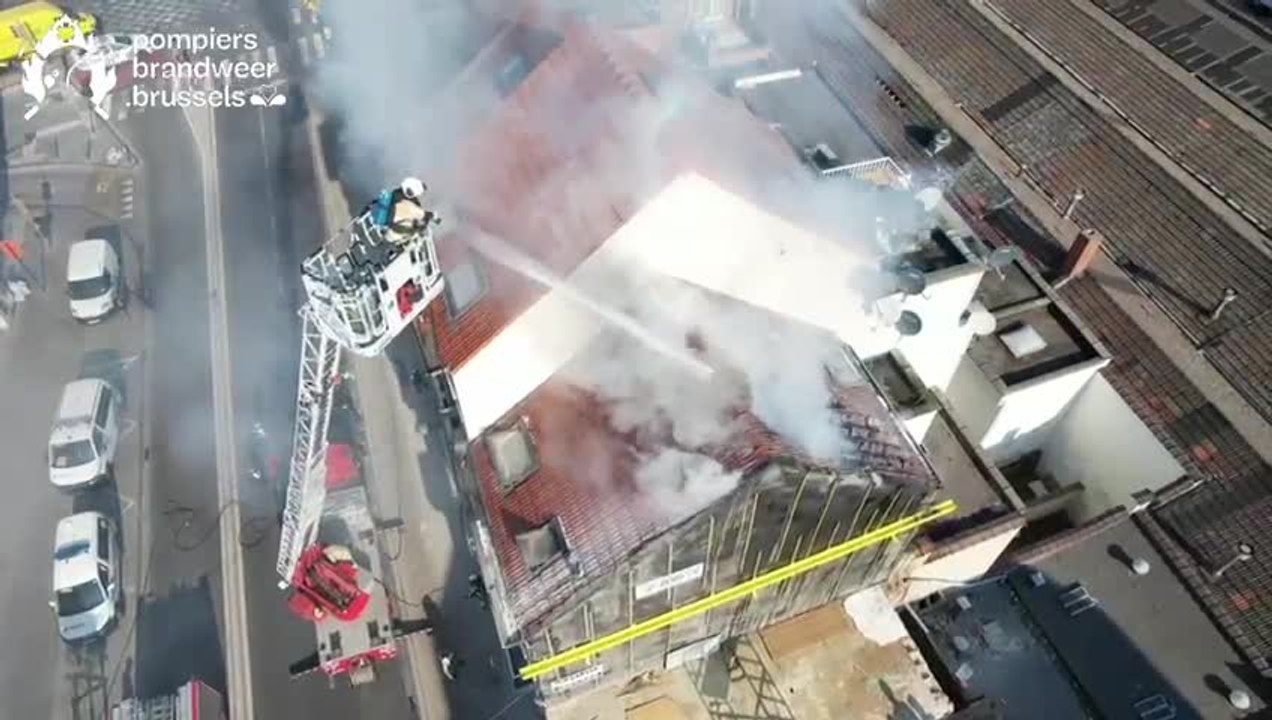 Feu de toiture rue des Palais à Bruxelles