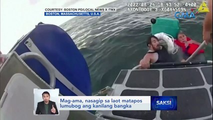 Mag-ama, nasagip sa laot matapos lumubog ang kanilang bangka | Saksi