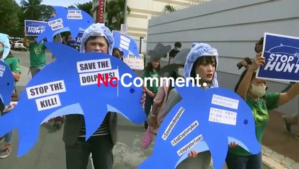 Protest at Japanese Embassy against dolphin kill