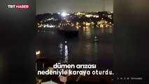 Gemi karaya oturdu, İstanbul Boğazı'nda gemi trafiği durdu