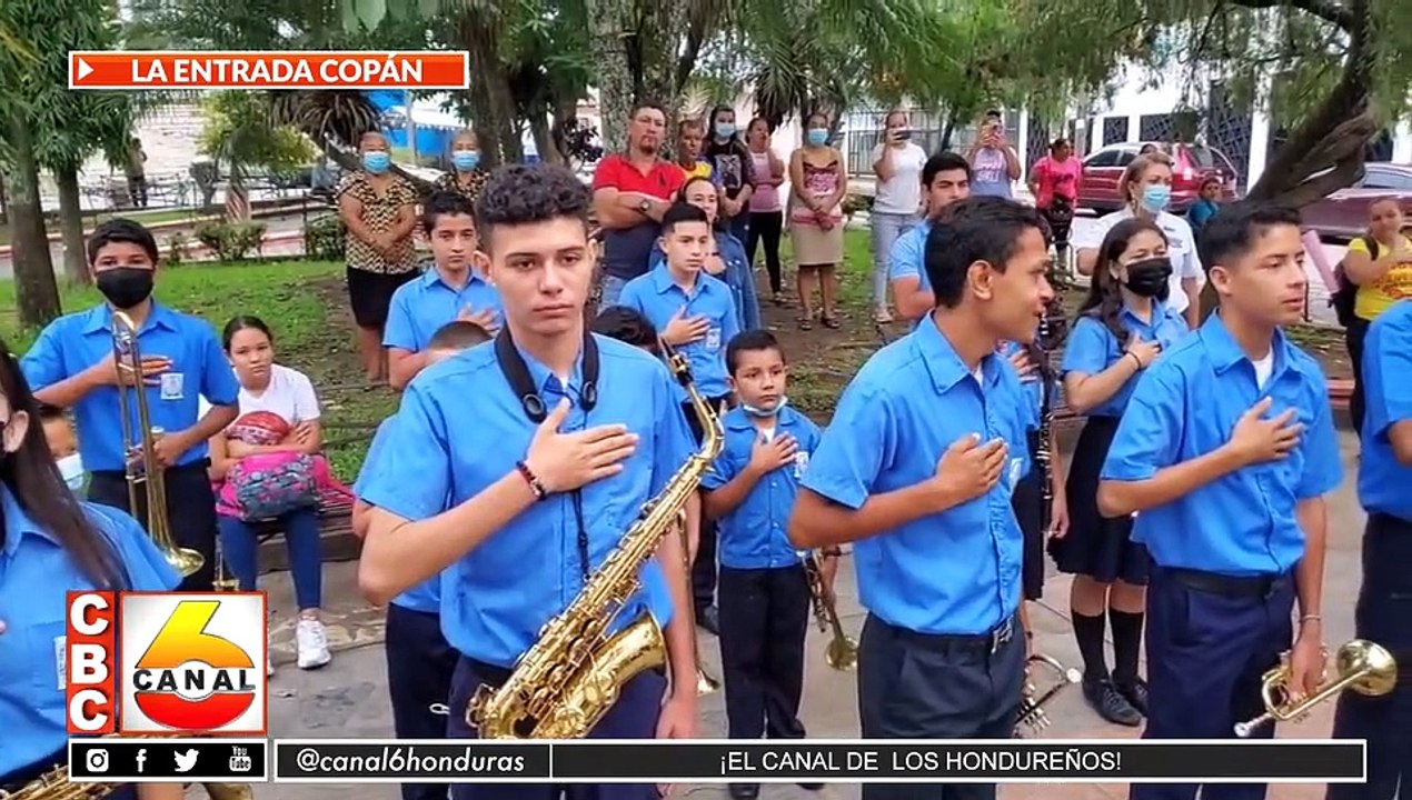 Actos cívicos se realizan en la Entrada, Nueva Arcadia, Copán