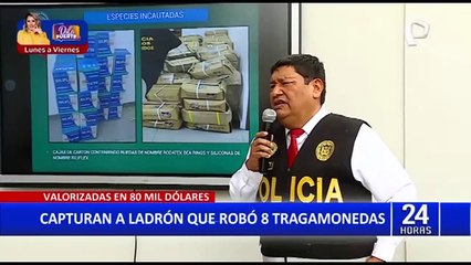 Policía capturó a delincuentes entre ellos uno que robó ocho tragamonedas