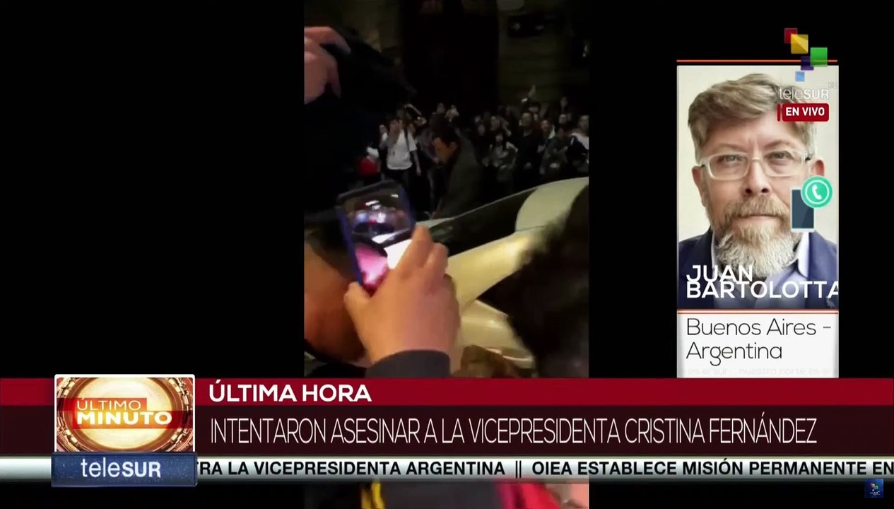 Sectores políticos argentinos condenan atentado contra vicepresidenta Cristina Fernández