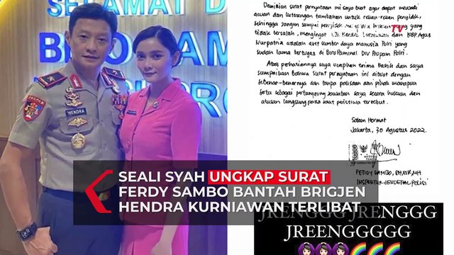 Seali Syah Unggah Surat Bantahan Ferdy Sambo Terkait Peran Brigjen Hendra Kurniawan