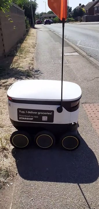 Aider un robot de livraison d'épicerie à traverser la route en toute sécurité buzz buddy