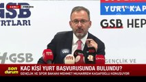 Gençlik ve Spor Bakanı Kasapoğlu yurt başvuru sayısını açıkladı