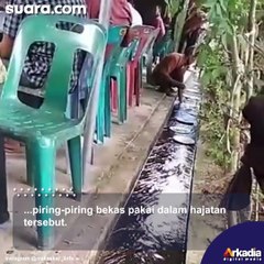Heboh Piring Bekas Hajatan Dimasukkan Selokan, Publik: Cuci Piring Hajatan di Air yang Mengalir