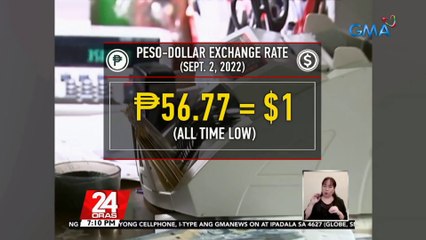 Palitan ng piso kontra dolyar, bumagsak sa P56.77; pinakamababa na sa kasaysayan | 24 Oras