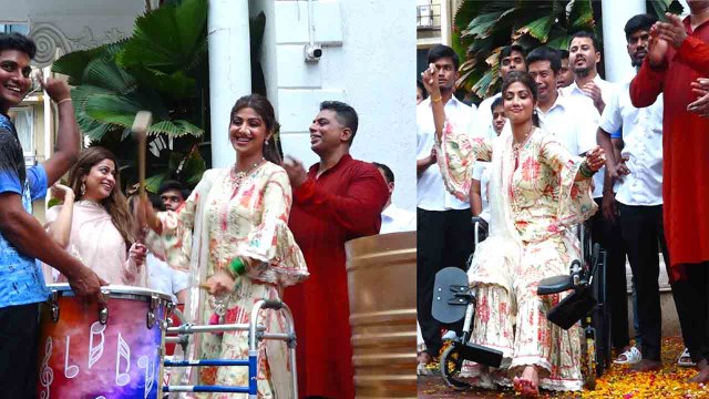 Shilpa Shetty with Raj Kundra and Shamita Bid Farewell to Ganpati Bappa | Ganpati Visarjan Video