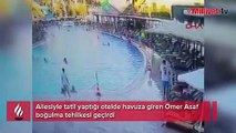 Havuzda boğulma tehlikesi geçiren Ömer'in kurtarılma anı kamerada