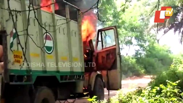 Truck Catches Fire In Keonjhar, Odisha