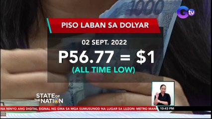Pinakamababang palitan ng piso kontra dolyar sa kasaysayan na P56.77, naitala ngayong araw | SONA