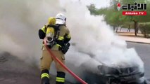 رجال الإطفاء تعاملوا مع حريق مركبة على طريق الملك فهد
