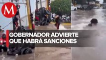Prohíben acrobacias en calles inundadas de Sinaloa