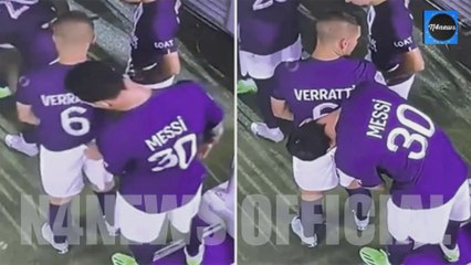 Watch Hilarious Moves_ Fans in Stitches as Lionel Messi Bizarrely Peeks Inside Marco Verratti Shorts