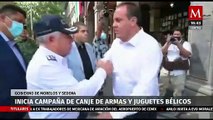 Gobernador de Morelos y Sedena encabezan campaña de canje de armas y juguetes bélicos