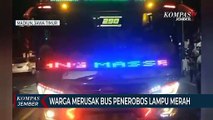 Terobos Lampu Merah dan Tabrak Pemotor, Bus Ini Dirusak Warga