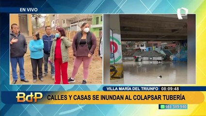 VMT: Calles y casas quedan inundadas al colapsar tubería