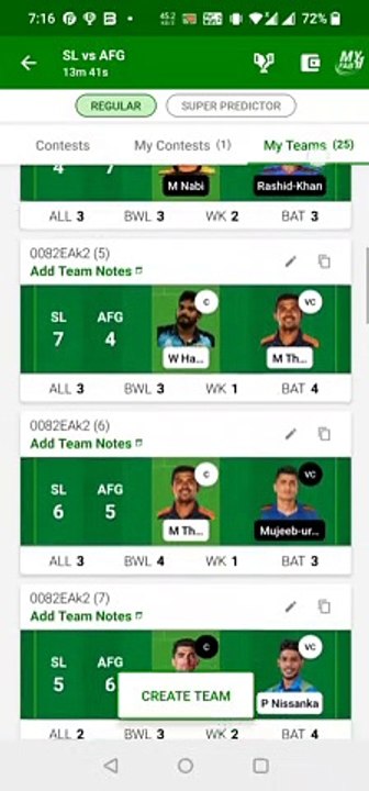 SL vs AFG Dream 11 Team.SL vs AFG GL TEAM