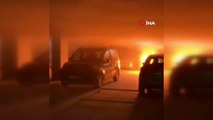Başakşehir'de bir sitenin otoparkındaki otomobil alev alev yandı