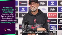 Klopp reacts to bottle thrown at him during Merseyside derby