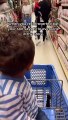 Adorable three-year-old greets strangers at the store