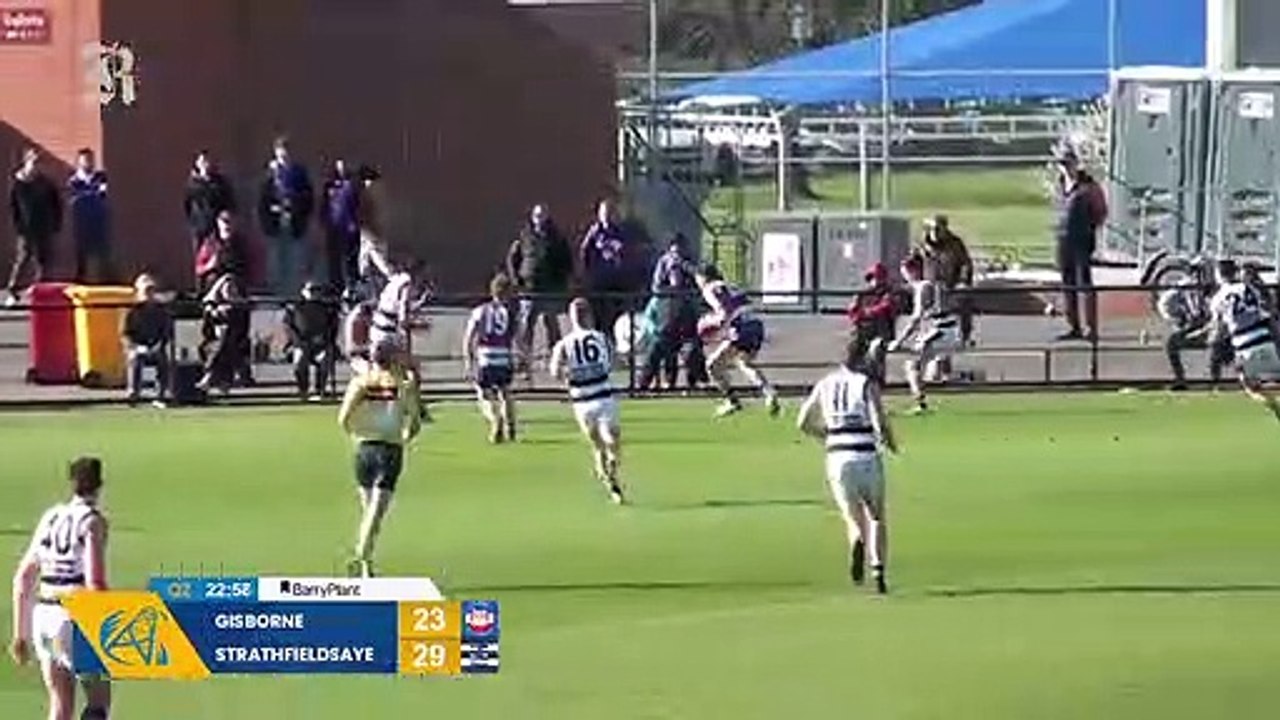 Brad Bernacki kicks a superb running goal for Gisborne