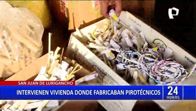 SJL: Intervienen local clandestino de fabricación de pirotécnicos y detienen a 3 sujetos