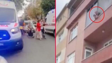 Yangında mahsur kalan anne, çocuğunu kurtarmak için aşağı attı