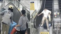 Çin'de yürüyen merdivende bir kadına bavul çarptı